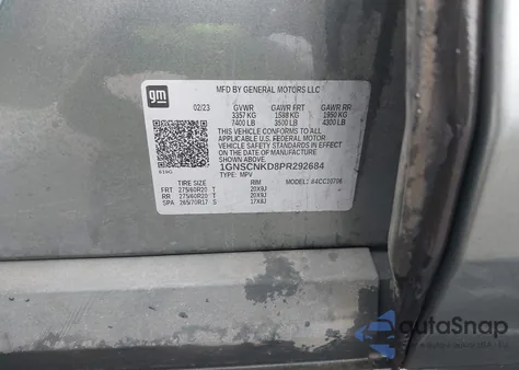 2023 Chevrolet Tahoe 2Wd Lt z USA, uszkodzony, nr VIN 1GNSCNKD8PR292684